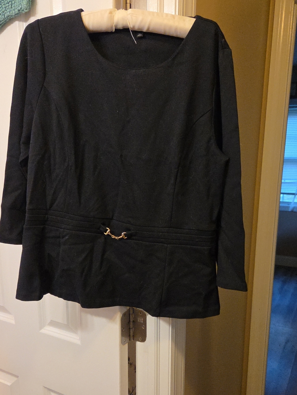 NWOT-Talbots Petite Black Top with Gold Detail